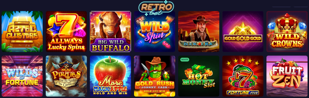 collezione di giochi al retrobet casino