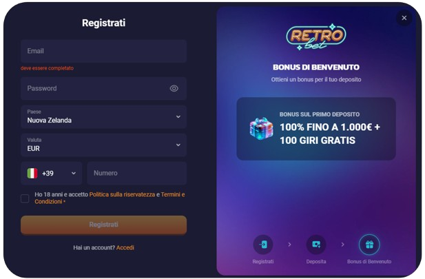 Registrazione Retrobet