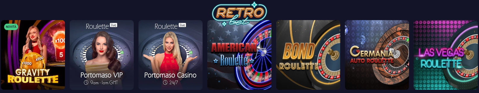 Giochi dal vivo di RetroBet Casino